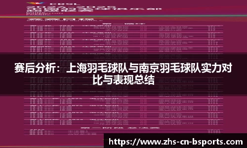 赛后分析:上海羽毛球队与南京羽毛球队实力对比与表现总结